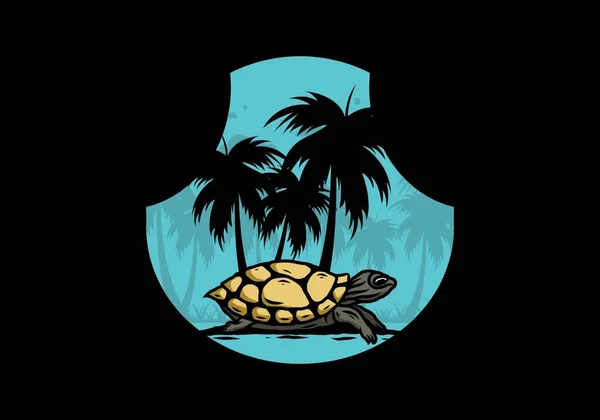 椰子树下的海龟图解设计 — 图库矢量图片