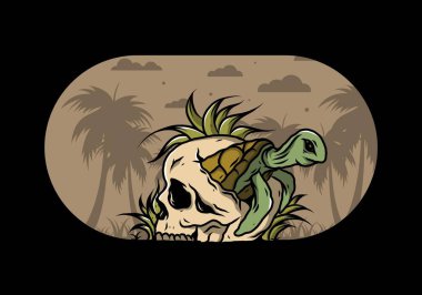 Kafatası şeklindeki deniz kaplumbağasının birkaç çimenli tasarımı.