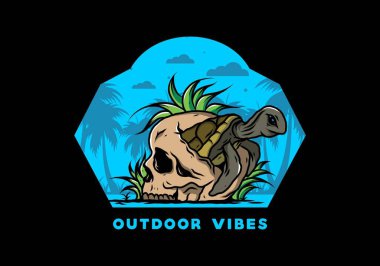 Kafatası şeklindeki deniz kaplumbağasının birkaç çimenli tasarımı.