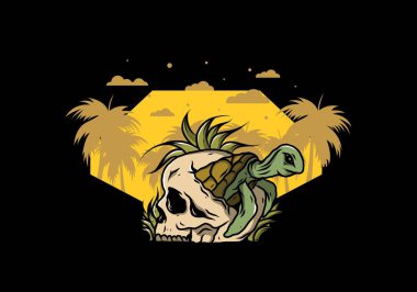 Kafatası şeklindeki deniz kaplumbağasının birkaç çimenli tasarımı.