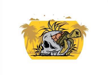 Kafatası şeklindeki deniz kaplumbağasının birkaç çimenli tasarımı.