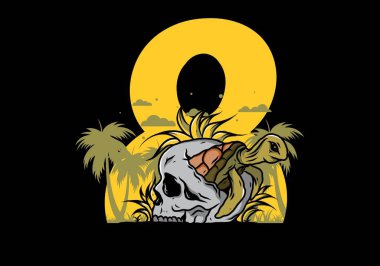 Kafatası şeklindeki deniz kaplumbağasının birkaç çimenli tasarımı.