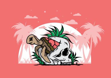 Kafatası şeklindeki deniz kaplumbağasının birkaç çimenli tasarımı.