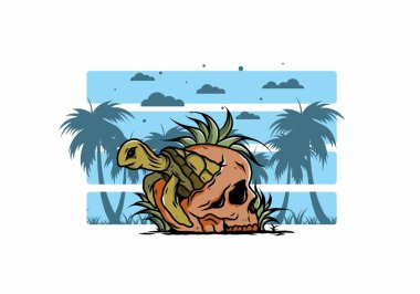 Kafatası şeklindeki deniz kaplumbağasının birkaç çimenli tasarımı.