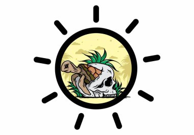 Kafatası şeklindeki deniz kaplumbağasının birkaç çimenli tasarımı.