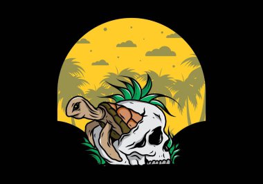 Kafatası şeklindeki deniz kaplumbağasının birkaç çimenli tasarımı.