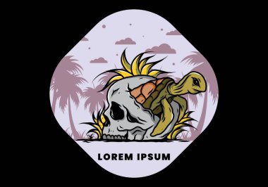 Kafatası şeklindeki deniz kaplumbağasının birkaç çimenli tasarımı.