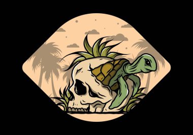 Kafatası şeklindeki deniz kaplumbağasının birkaç çimenli tasarımı.