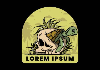 Kafatası şeklindeki deniz kaplumbağasının birkaç çimenli tasarımı.