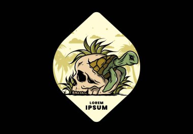 Kafatası şeklindeki deniz kaplumbağasının birkaç çimenli tasarımı.