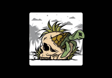 Kafatası şeklindeki deniz kaplumbağasının birkaç çimenli tasarımı.