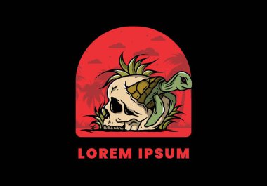 Kafatası şeklindeki deniz kaplumbağasının birkaç çimenli tasarımı.