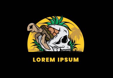 Kafatası şeklindeki deniz kaplumbağasının birkaç çimenli tasarımı.