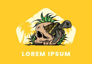 Kafatası şeklindeki deniz kaplumbağasının birkaç çimenli tasarımı.