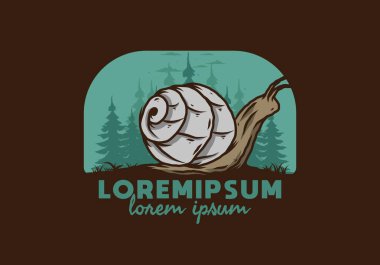 Büyük vahşi salyangoz orman çiziminde sürünüyor.