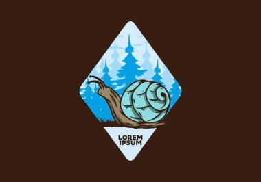 Büyük vahşi salyangoz orman çiziminde sürünüyor.