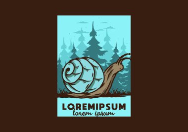 Büyük vahşi salyangoz orman çiziminde sürünüyor.