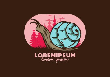 Büyük vahşi salyangoz orman çiziminde sürünüyor.