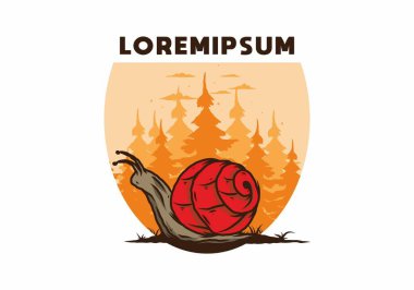 Büyük vahşi salyangoz orman çiziminde sürünüyor.