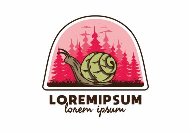 Büyük vahşi salyangoz orman çiziminde sürünüyor.