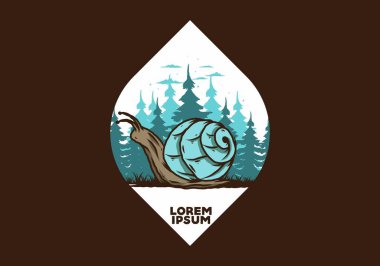 Büyük vahşi salyangoz orman çiziminde sürünüyor.