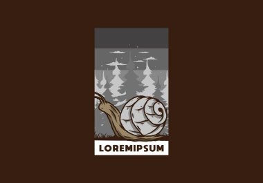 Büyük vahşi salyangoz orman çiziminde sürünüyor.