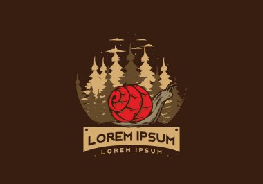 Büyük vahşi salyangoz orman çiziminde sürünüyor.