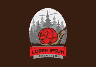 Büyük vahşi salyangoz orman çiziminde sürünüyor.