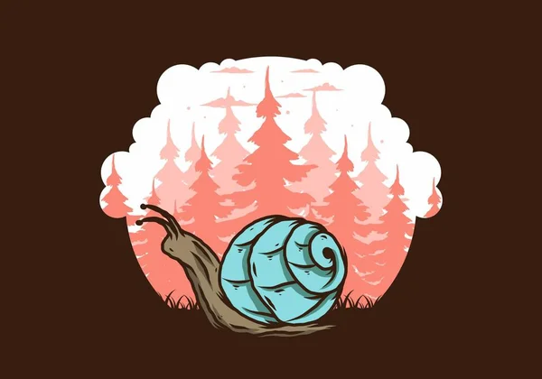 Caracol Salvaje Grande Arrastrándose Bosque Ilustración Diseño — Archivo Imágenes Vectoriales