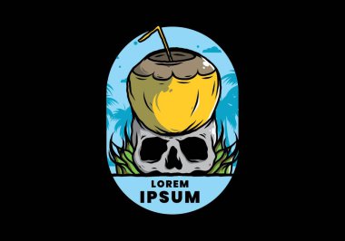 İnsan kafatası çiziminde hindistan cevizi içeceği