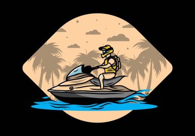 outdoor activity jet sky sport on the beach illustration design
