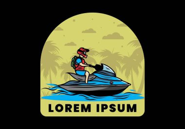 outdoor activity jet sky sport on the beach illustration design