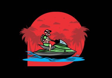 outdoor activity jet sky sport on the beach illustration design