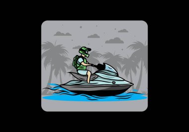 outdoor activity jet sky sport on the beach illustration design