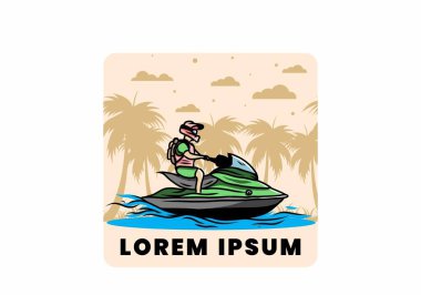 outdoor activity jet sky sport on the beach illustration design