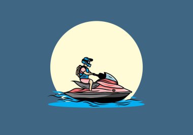 outdoor activity jet sky sport on the beach illustration design