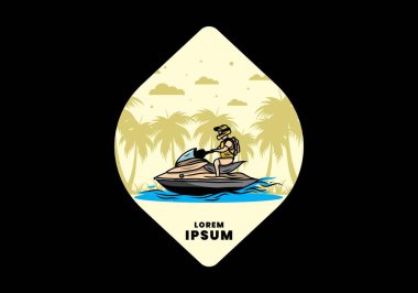 outdoor activity jet sky sport on the beach illustration design