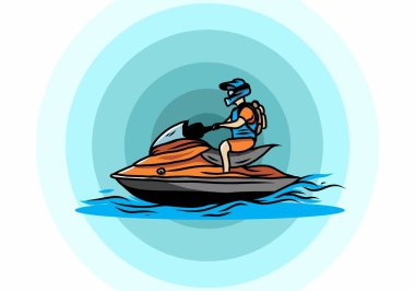 outdoor activity jet sky sport on the beach illustration design