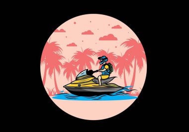 outdoor activity jet sky sport on the beach illustration design