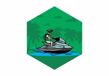 outdoor activity jet sky sport on the beach illustration design