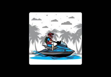 outdoor activity jet sky sport on the beach illustration design