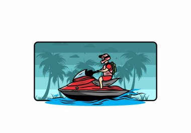 outdoor activity jet sky sport on the beach illustration design