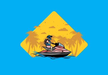 outdoor activity jet sky sport on the beach illustration design
