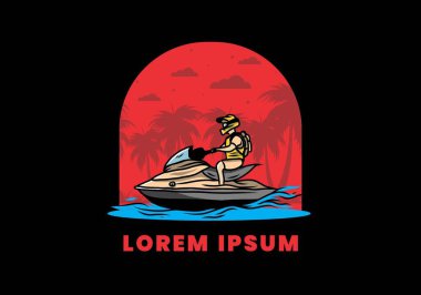 outdoor activity jet sky sport on the beach illustration design