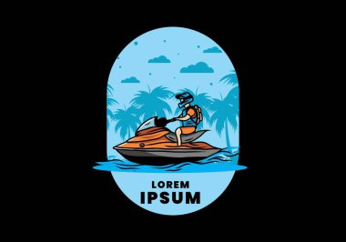 outdoor activity jet sky sport on the beach illustration design