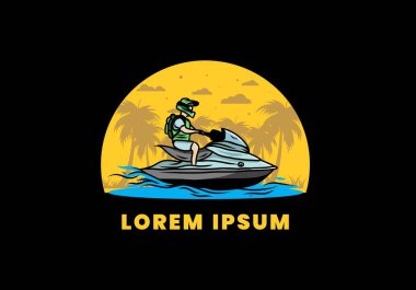 outdoor activity jet sky sport on the beach illustration design