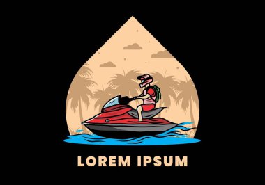 outdoor activity jet sky sport on the beach illustration design