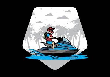 outdoor activity jet sky sport on the beach illustration design