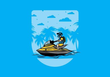 outdoor activity jet sky sport on the beach illustration design