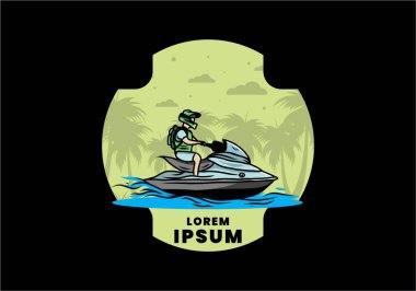 outdoor activity jet sky sport on the beach illustration design